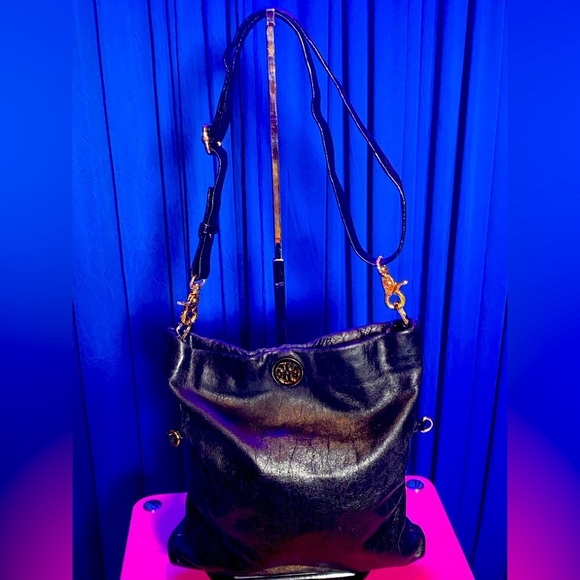TORY BURCH Black Leather Crossbody/Shoulder Bag w/Removable Strap, EUC - Picture 3 of 9